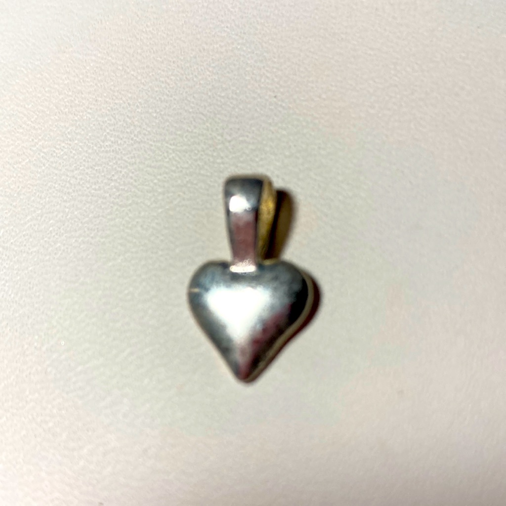Tiny Silver Tone Heart Pendant 717